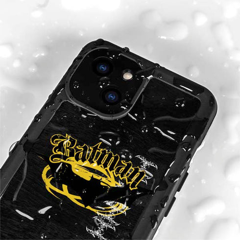 DC Comics Batman Dark Knight Logo Yellow & Black iPhone 15 Plus Waterproof Case
